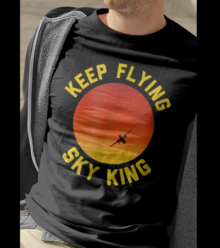 Keep Flying Sky King Aviation Pilot Airplane Sunset T-Shirt