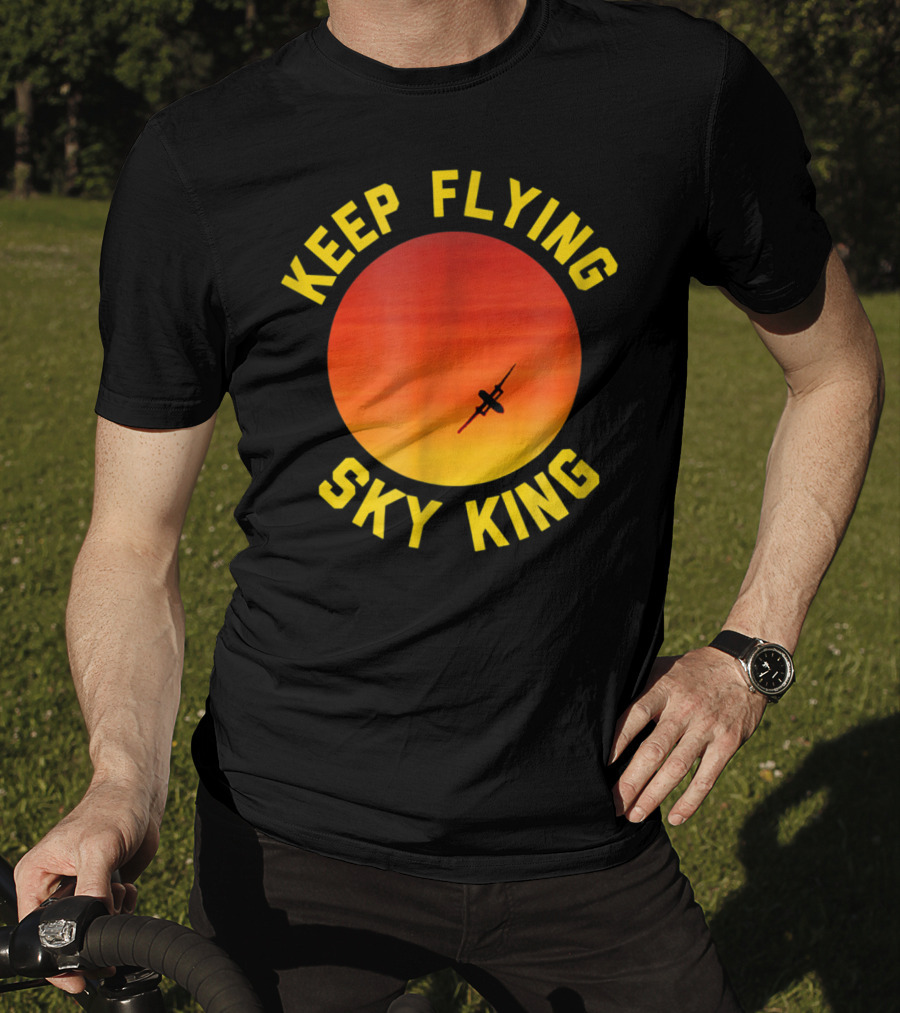 Keep Flying Sky King Aviation Pilot Airplane Sunset T-Shirt