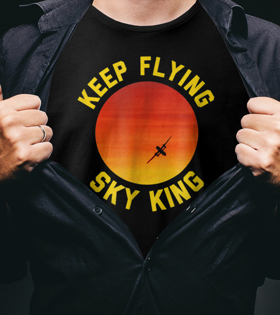 Keep Flying Sky King Aviation Pilot Airplane Sunset T-Shirt
