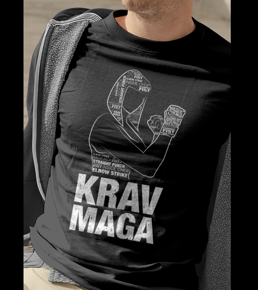 Krav Maga Woman Martial Arts Self Defence Straight Punch Elbow Strike Fist Techniques T-Shirt