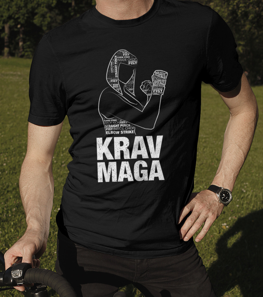 Krav Maga Woman Martial Arts Self Defence Straight Punch Elbow Strike Fist Techniques T-Shirt