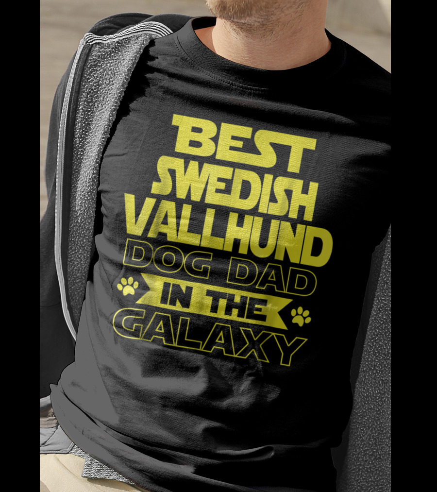 Best Swedish Vallhund Dog Dad In The Galaxy T-Shirt