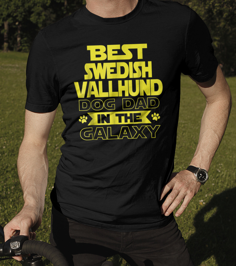 Best Swedish Vallhund Dog Dad In The Galaxy T-Shirt