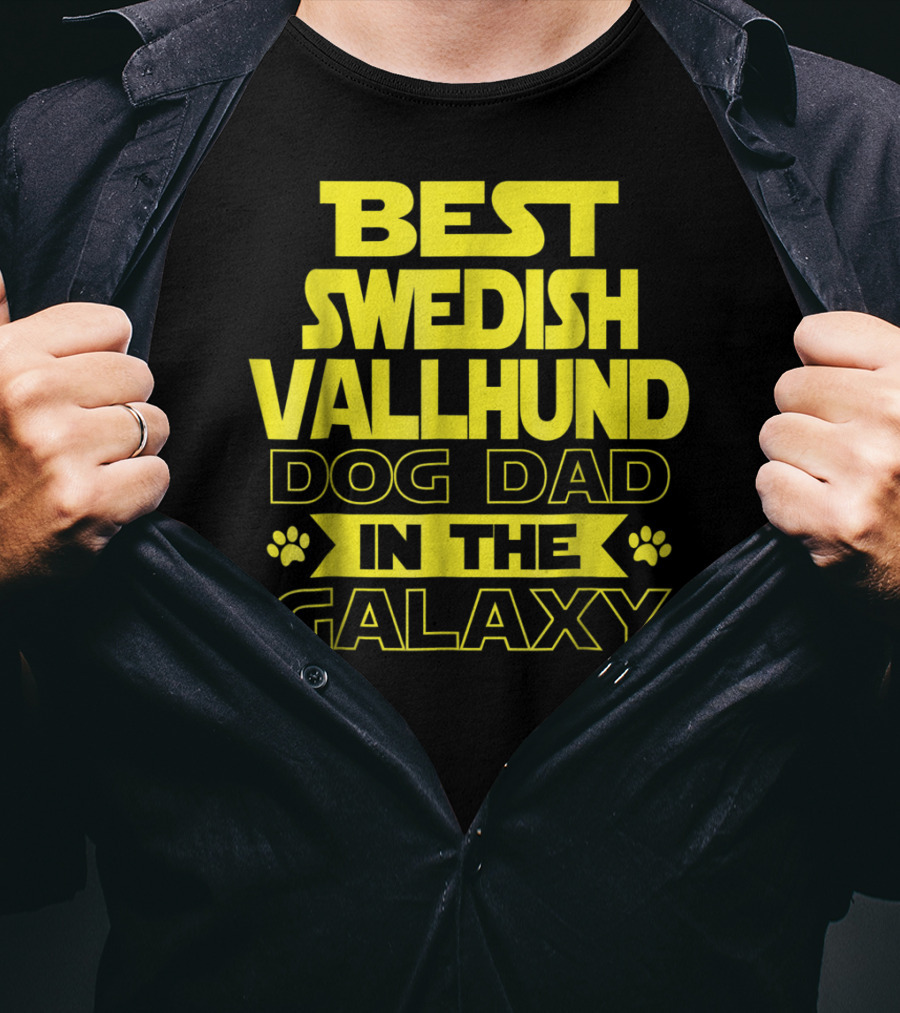 Best Swedish Vallhund Dog Dad In The Galaxy T-Shirt