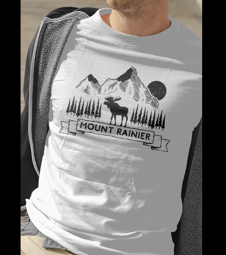 Mount Rainier Moose Mountain Scene Washington T-Shirt