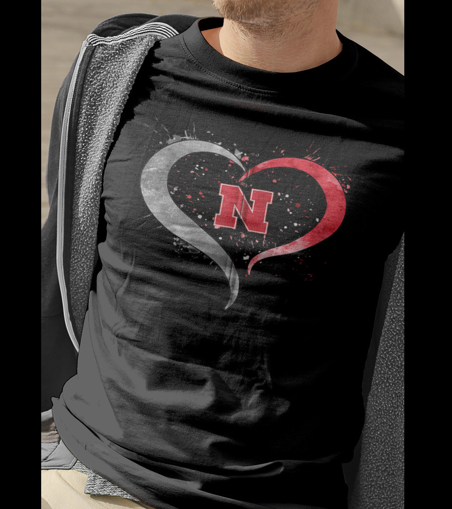 Nebraska Cornhuskers Heart Splatter Game Day N T-Shirt