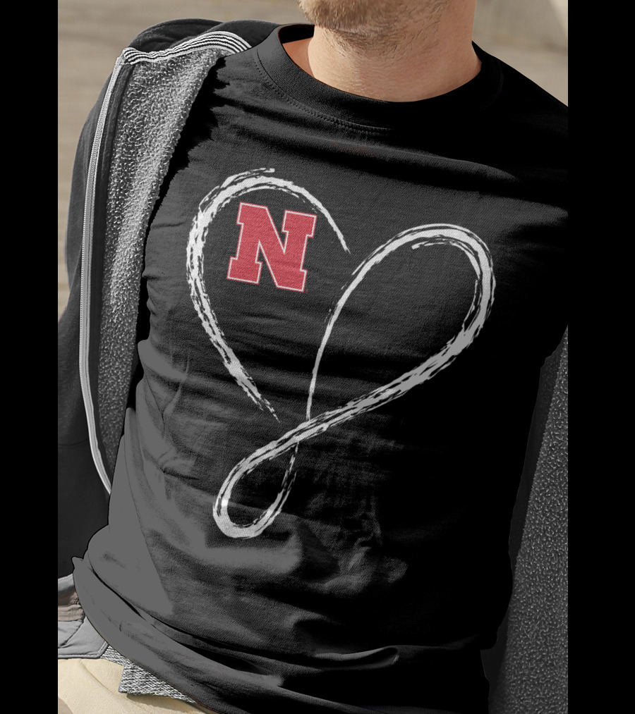 Nebraska Cornhuskers N Logo Love Heart Infinity T-Shirt