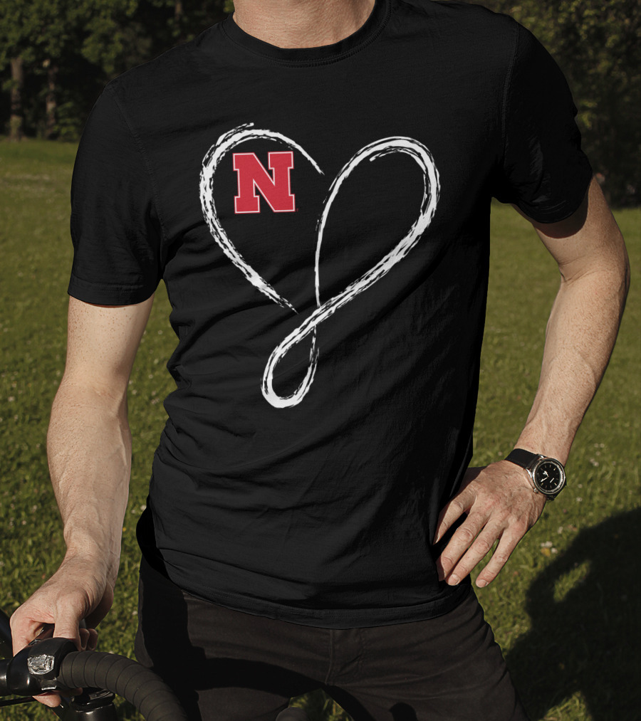 Nebraska Cornhuskers N Logo Love Heart Infinity T-Shirt
