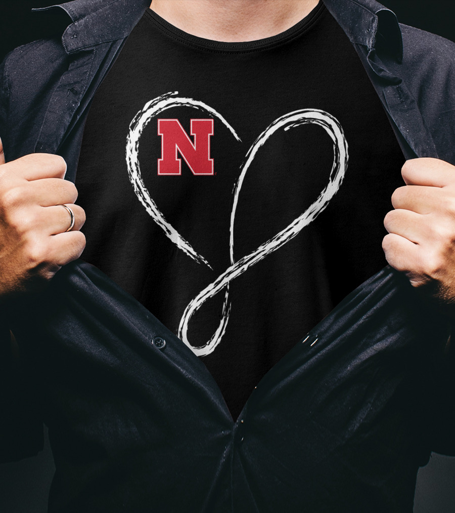 Nebraska Cornhuskers N Logo Love Heart Infinity T-Shirt