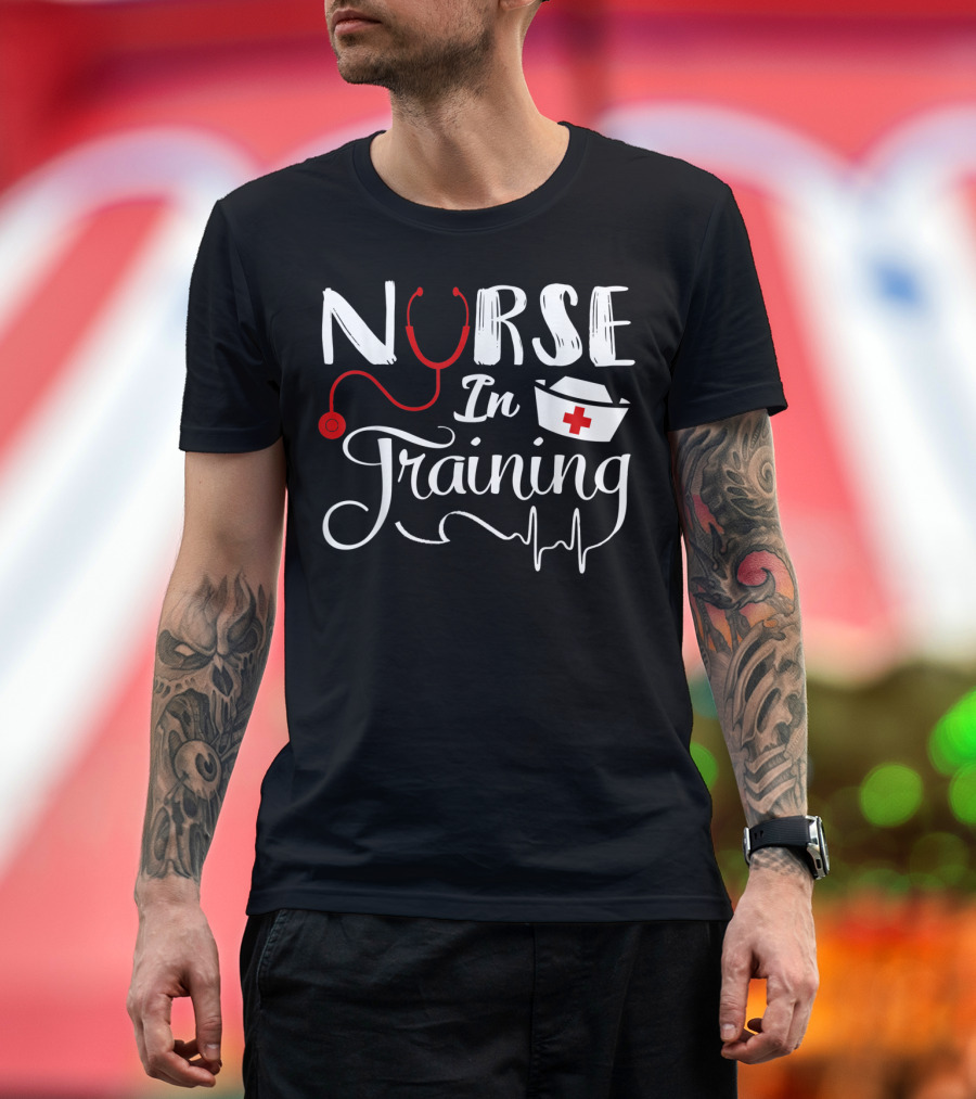 Nurse In Training Future Nurse Nursing Student Stethoscope Nurse Hat EKG T-Shirt