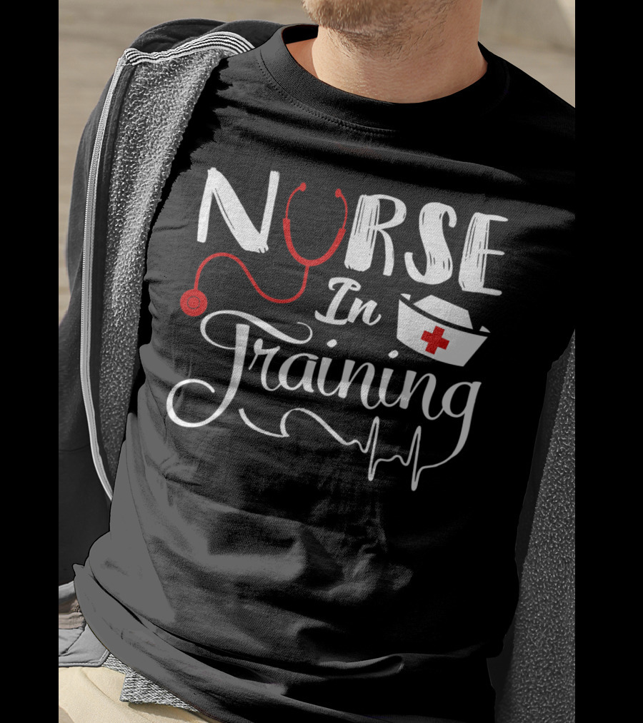 Nurse In Training Future Nurse Nursing Student Stethoscope Nurse Hat EKG T-Shirt
