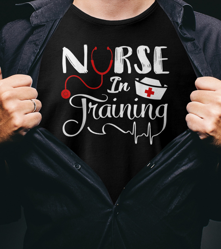 Nurse In Training Future Nurse Nursing Student Stethoscope Nurse Hat EKG T-Shirt