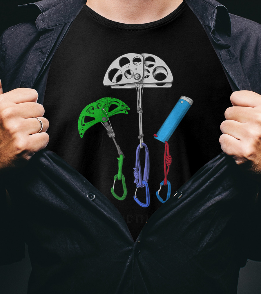 Offwidth Army Rock Climbing Gear Camming Devices And Nuts T-Shirt