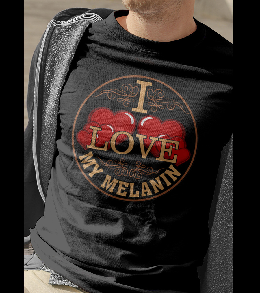 Oheneba I Love My Melanin Black Pride Heart T-Shirt
