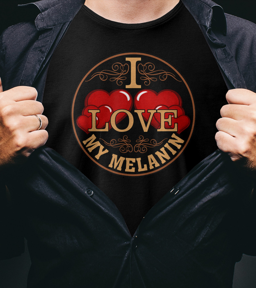 Oheneba I Love My Melanin Black Pride Heart T-Shirt