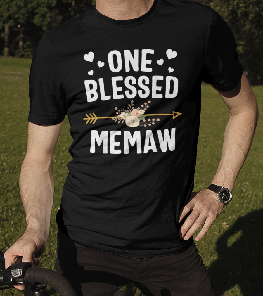 ONE BLESSED MEMAW Heart Arrow Flower T-Shirt
