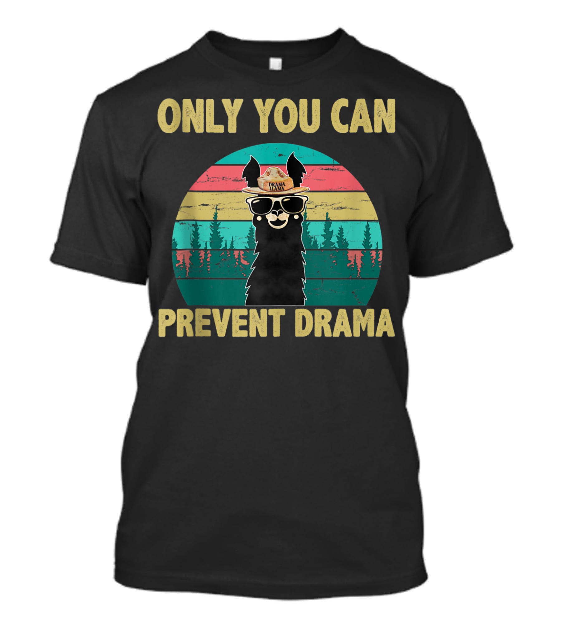 Only You Can Prevent Drama Llama Vintage Camping Vibes T-Shirt