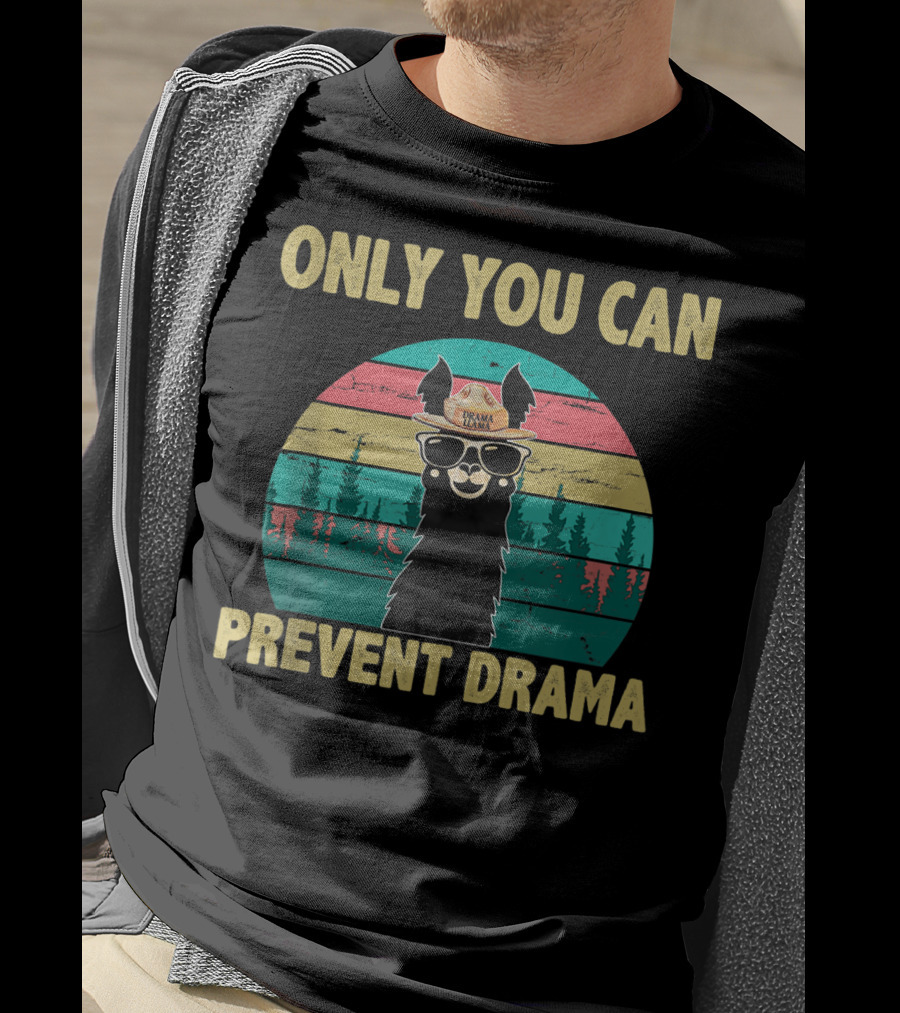 Only You Can Prevent Drama Llama Vintage Camping Vibes T-Shirt