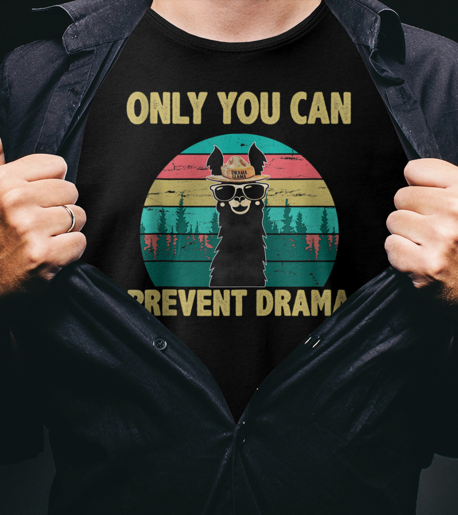 Only You Can Prevent Drama Llama Vintage Camping Vibes T-Shirt