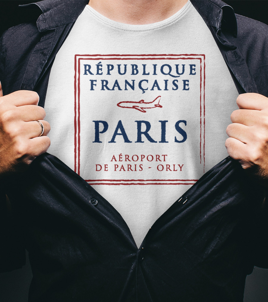 République Française Paris Aéroport De Paris-Orly Passport Stamp Vacation Travel T-Shirt