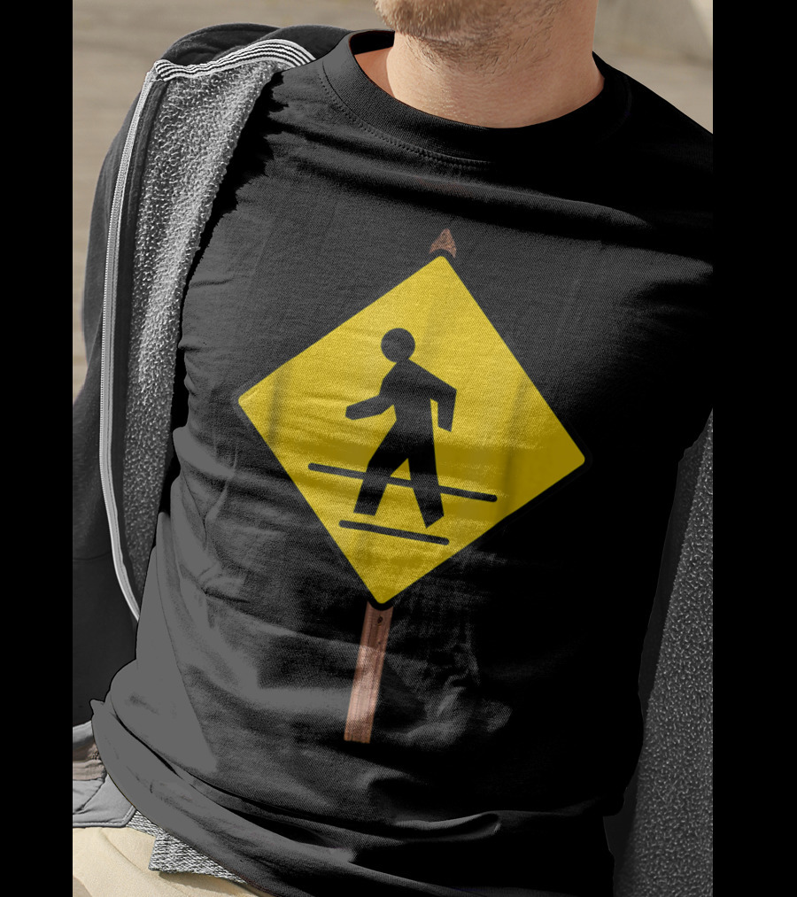 Pedestrian Crossing Road Sign Yellow Diamond Traffic T-Shirt