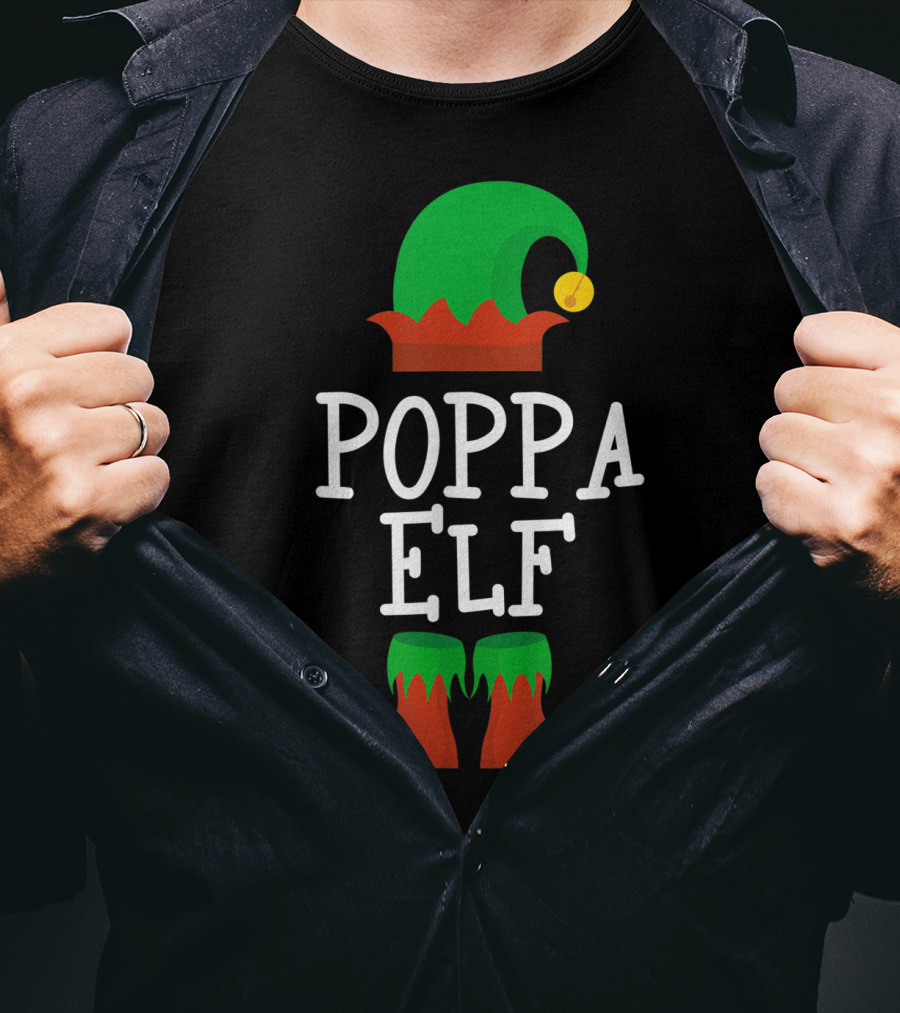 Poppa Elf Hat And Shoes Christmas T-Shirt