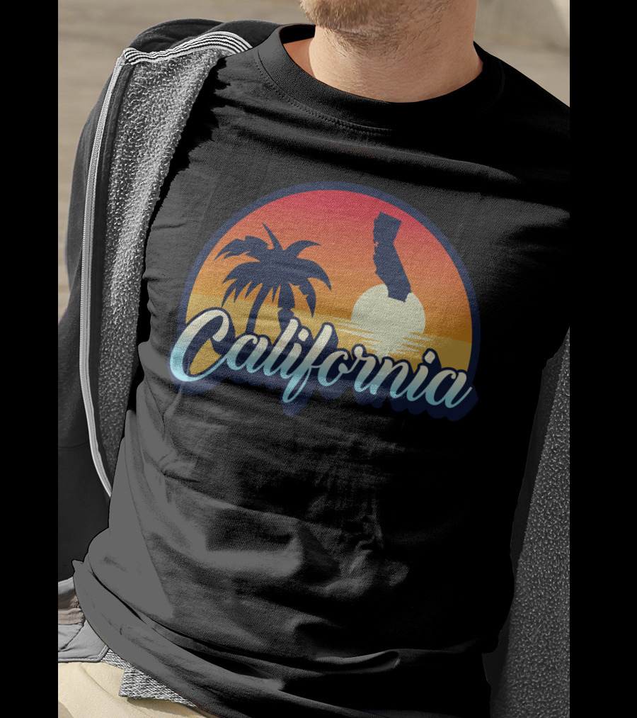 Retro California Beach Vintage Cali Pride Sunset Palm Trees T-Shirt