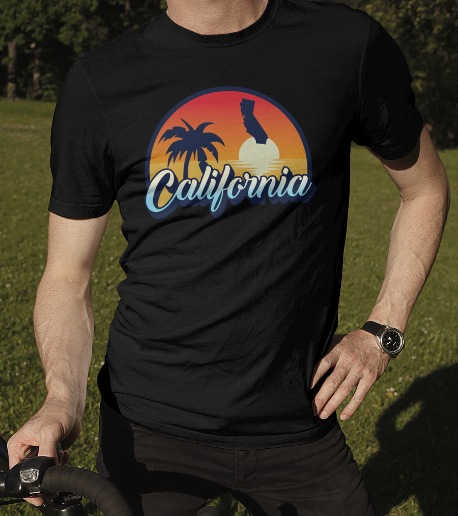 Retro California Beach Vintage Cali Pride Sunset Palm Trees T-Shirt