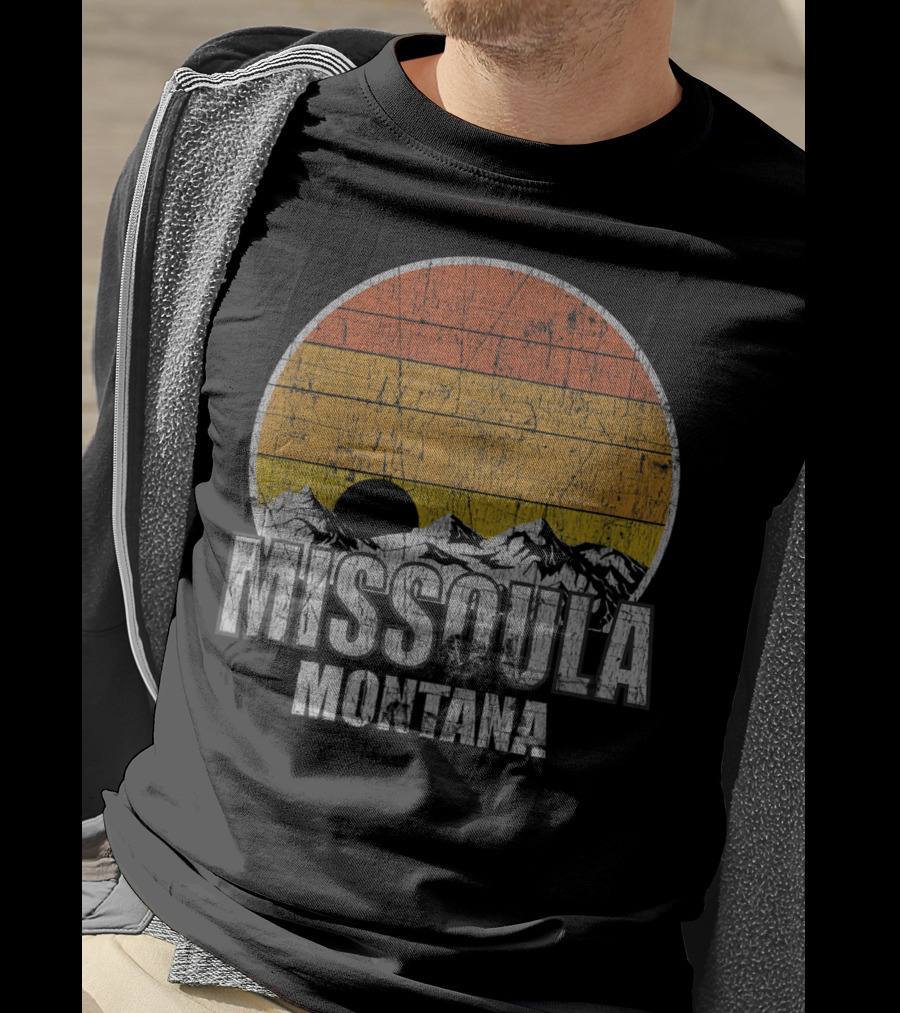 Retro Missoula Montana Vintage Sunset Mountains T-Shirt