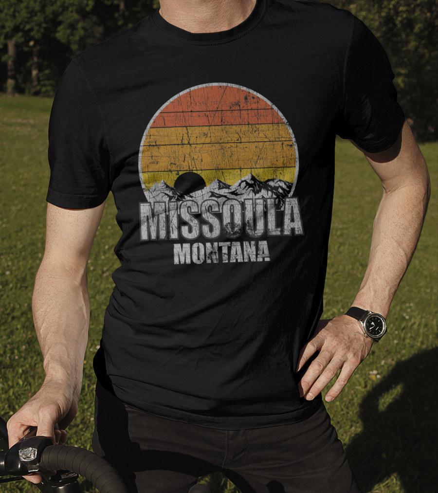 Retro Missoula Montana Vintage Sunset Mountains T-Shirt