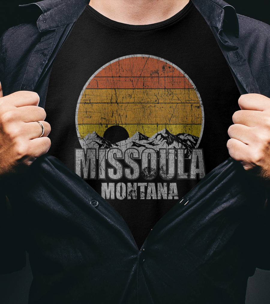 Retro Missoula Montana Vintage Sunset Mountains T-Shirt
