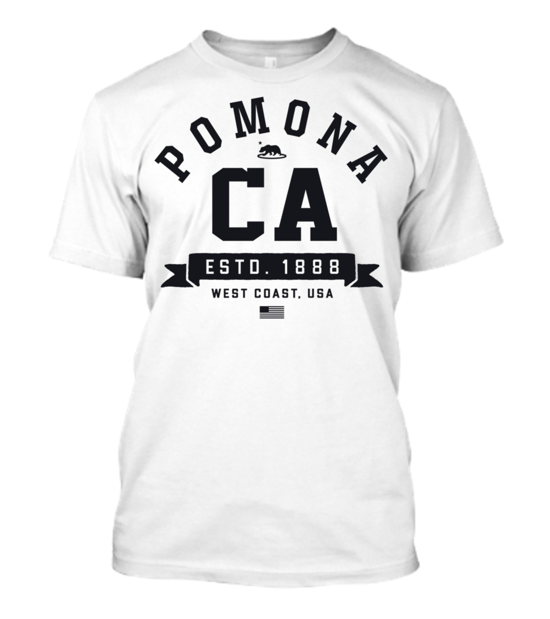 Pomona CA Estd. 1888 West Coast USA Retro Sports Font T-Shirt