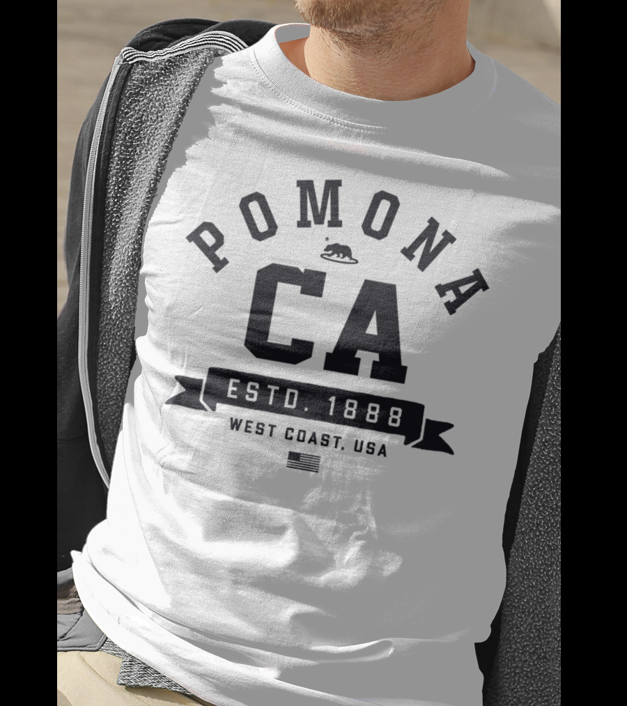 Pomona CA Estd. 1888 West Coast USA Retro Sports Font T-Shirt