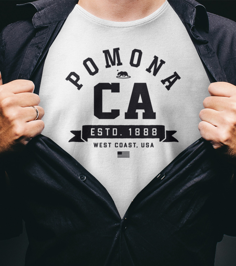 Pomona CA Estd. 1888 West Coast USA Retro Sports Font T-Shirt
