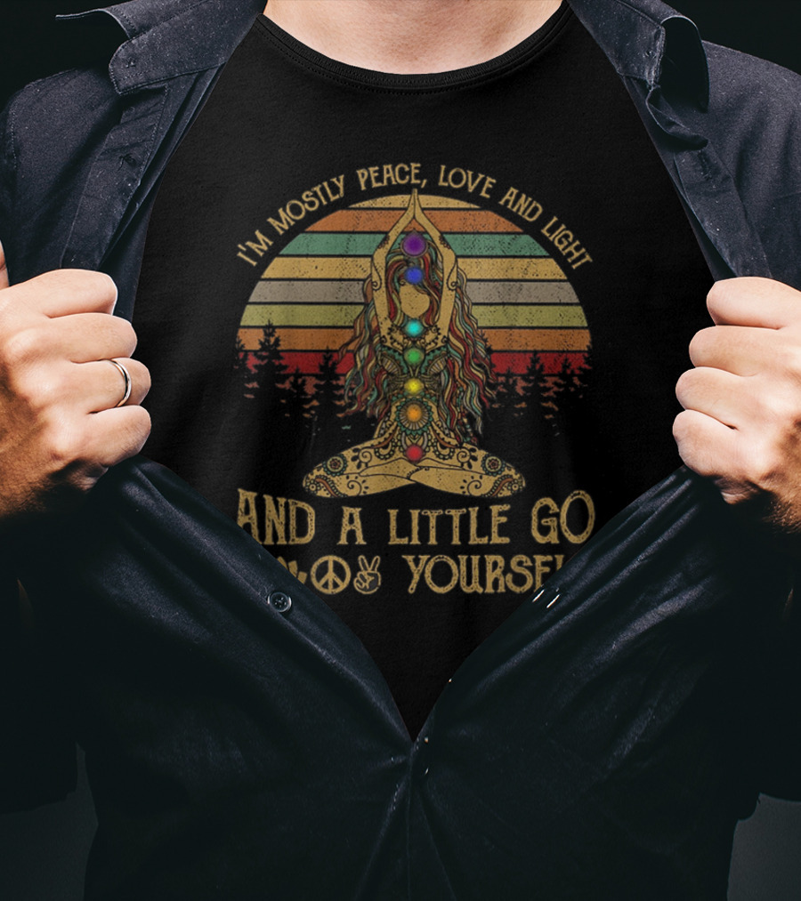 I'm Mostly Peace Love And Light Chakra Go Lotus Peace T-Shirt