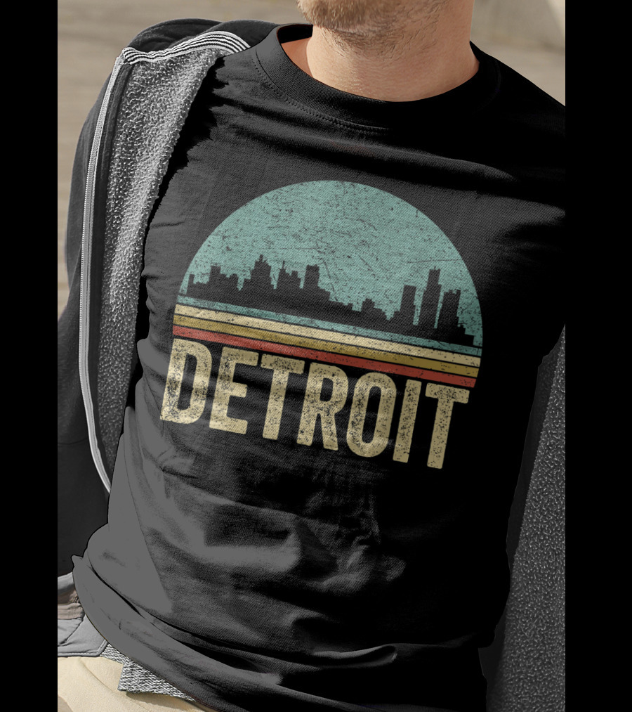 Retro 70s 80s Detroit Skyline Vintage T-Shirt