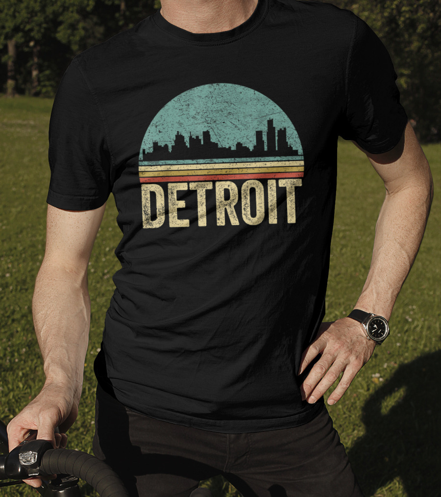 Retro 70s 80s Detroit Skyline Vintage T-Shirt