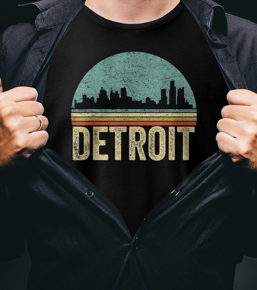 Retro 70s 80s Detroit Skyline Vintage T-Shirt