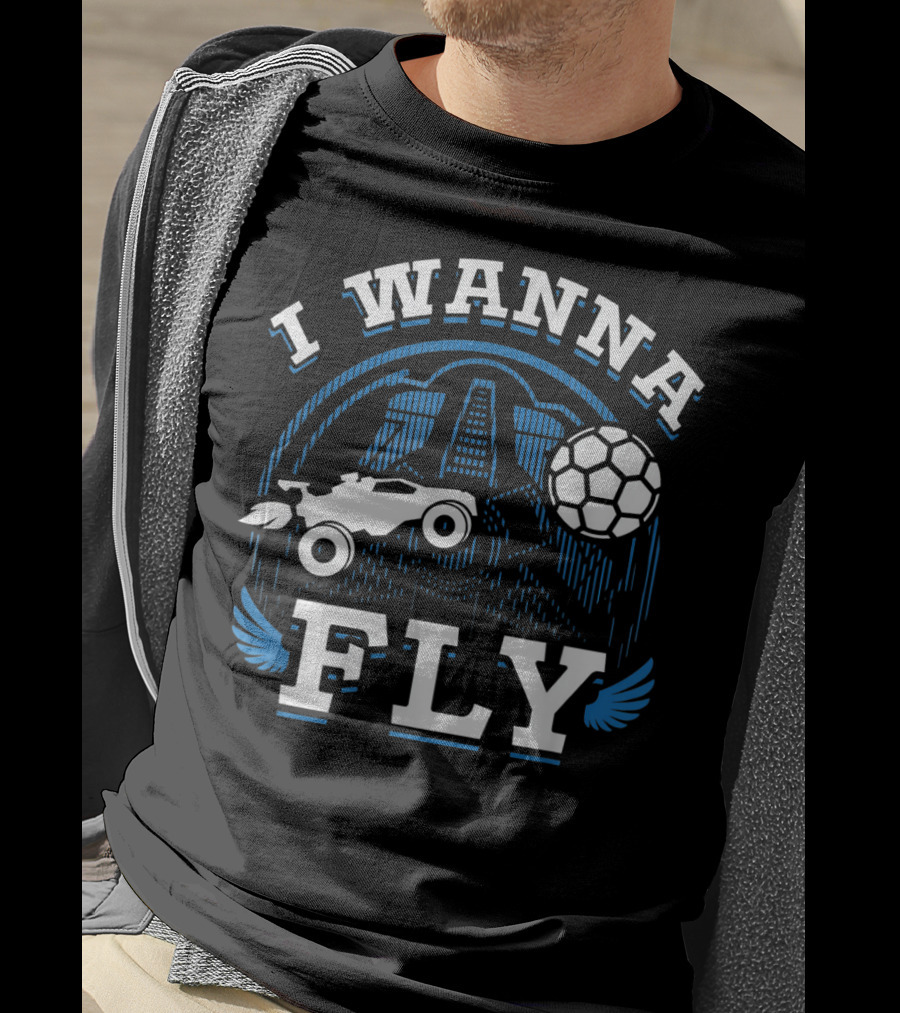 Rokt Leeg I Wanna Fly Funny Troll Car Soccer T-Shirt
