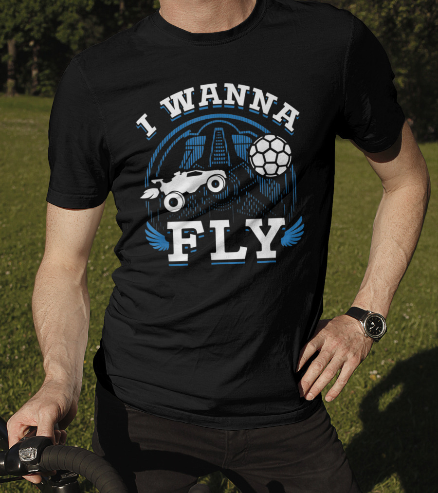 Rokt Leeg I Wanna Fly Funny Troll Car Soccer T-Shirt
