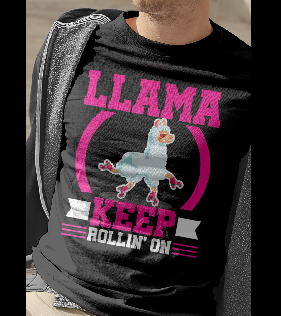 Llama Keep Rollin' On Funny Skater Derby Skating T-Shirt