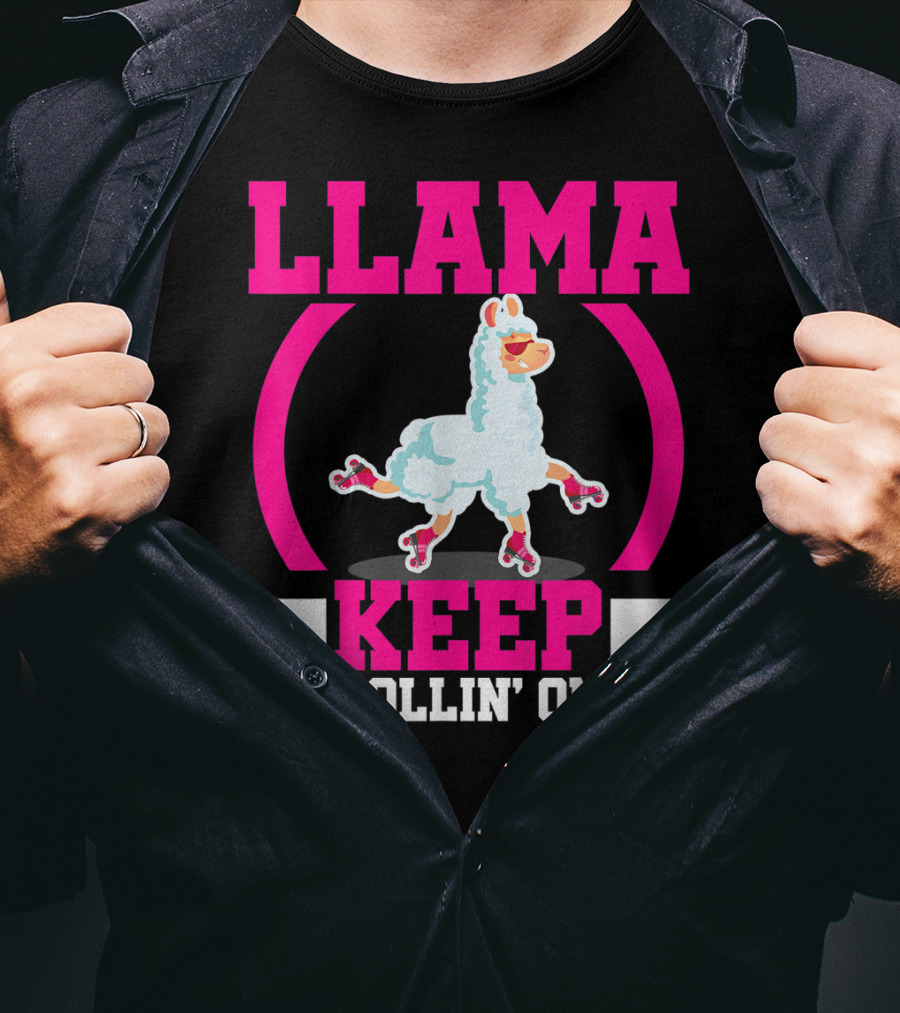Llama Keep Rollin' On Funny Skater Derby Skating T-Shirt