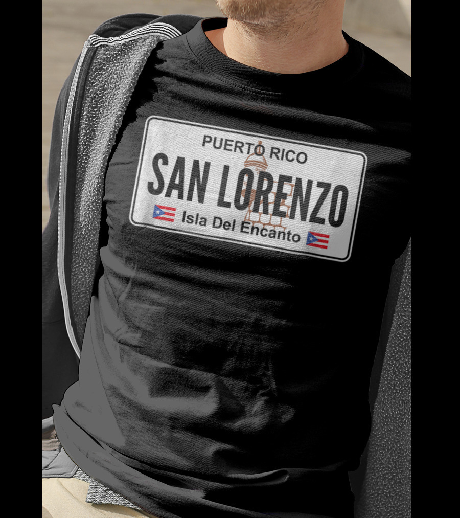 San Lorenzo Puerto Rico Isla Del Encanto License Plate T-Shirt