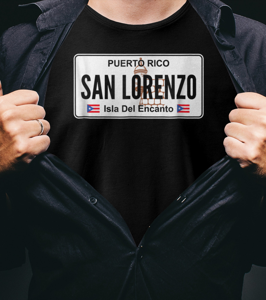 San Lorenzo Puerto Rico Isla Del Encanto License Plate T-Shirt