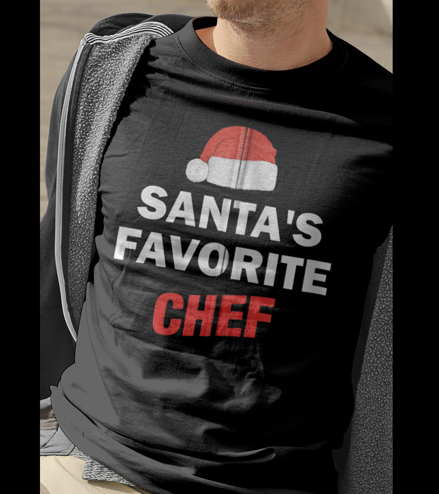 Santa's Favorite Chef Christmas Hat T-Shirt