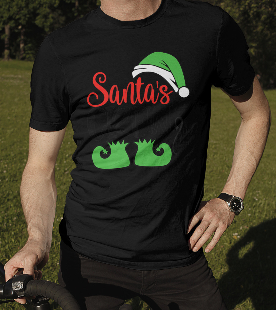 Santa's Crew Christmas Hat And Shoes T-Shirt
