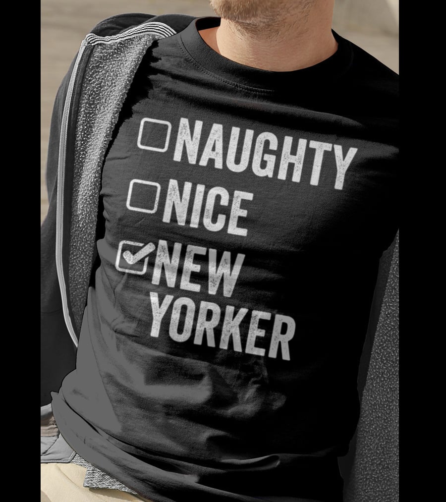 Santa's Naughty Nice New Yorker Checkbox Christmas List T-Shirt
