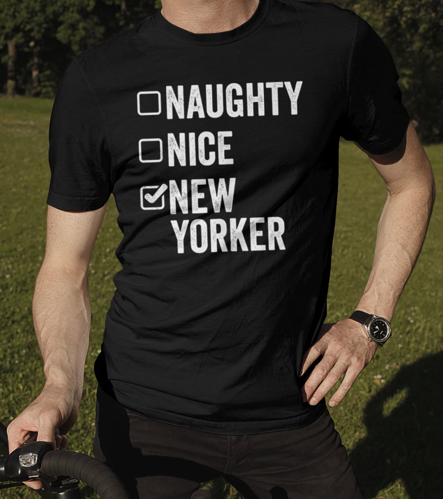 Santa's Naughty Nice New Yorker Checkbox Christmas List T-Shirt