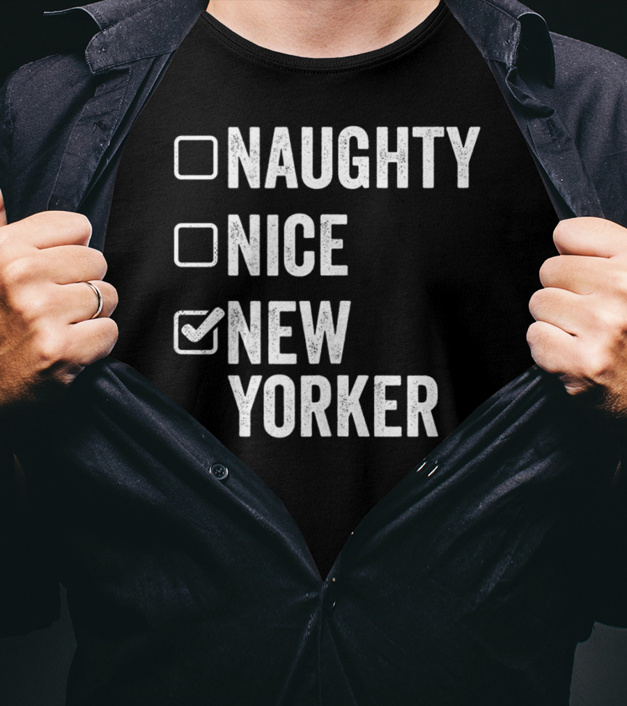 Santa's Naughty Nice New Yorker Checkbox Christmas List T-Shirt