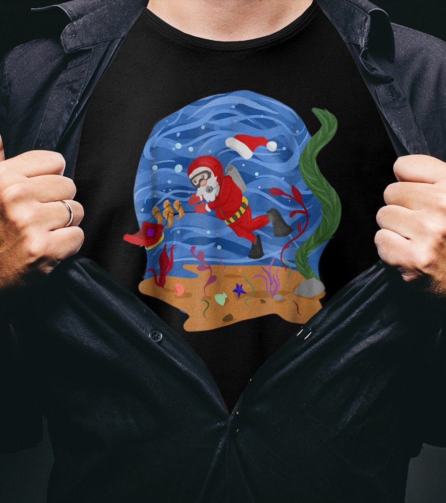 Santa Claus Scuba Diving Underwater Adventure T-Shirt